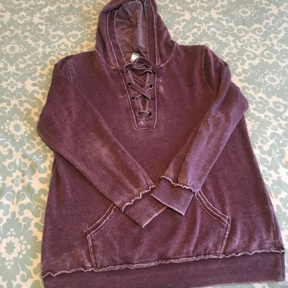 Lace-Up Hoodie in Purple